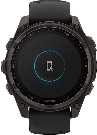 Garmin Fenix 8 Solar Titanium 47mm Waterproof Smartwatch with Heart Rate Monitor (Sapphire, Carbon Grey Dlc Titanium With Black/pebble Grey Silicone Band)