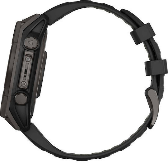 Garmin Fenix 8 Solar Titanium 47mm Waterproof Smartwatch with Heart Rate Monitor (Sapphire, Carbon Grey Dlc Titanium With Black/pebble Grey Silicone Band)