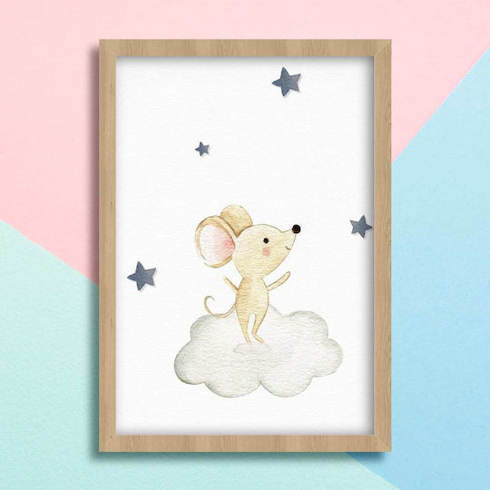 Kids Framed Plastic Wall Painting Mouse 21x30cm
