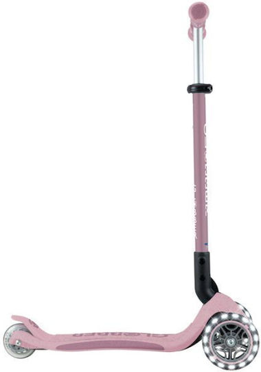 Globber Kids Scooter Foldable Go•Up Deluxe Lights Ecologic 3-Wheel with Seat Pink