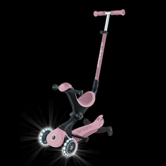Globber Kids Scooter Foldable Go•Up Deluxe Lights Ecologic 3-Wheel with Seat Pink