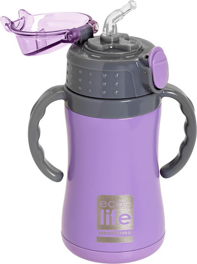 Ecolife Παιδικό Παγούρι Θερμός Ανοξείδωτο με Καλαμάκι 300ml (Διάφορα Σχέδια/Χρώματα)