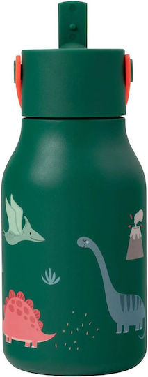 Lund Dino Little Rostfreier Stahl Kinder Trinkflasche Dinosaurier mit Stroh Grüne 400ml
