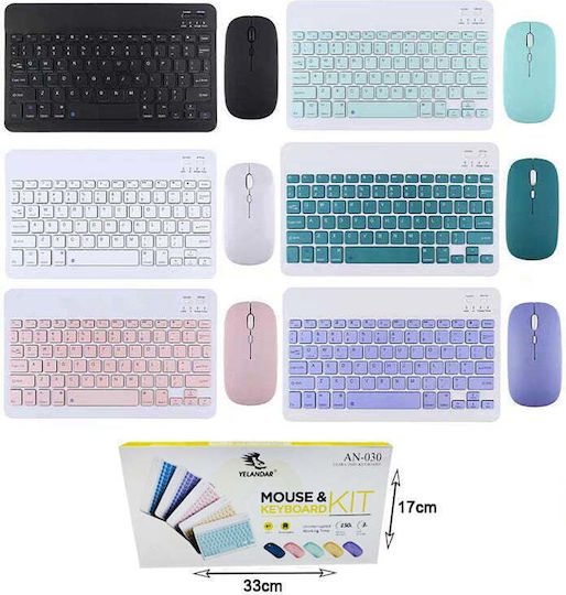 Yelandar AN-030 Kabellos Bluetooth Tastatur & Maus Set Englisch US Rosa