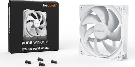 Be Quiet Pure Wings 3 Case Fan 120mm (1600rpm / 49.9cfm) Without LED Lighting And 4-Pin PWM Connection White