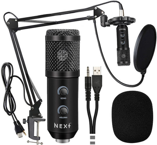 Next Kit Reverb Volume Комплект Кондензаторен Микрофон Шоково монтиран за Вокали Черен в Черен Цвят