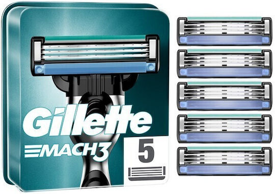 Gillette Mach 3+ Ανταλλακτικές Κεφαλές με 3 Λεπίδες 5τμχ
