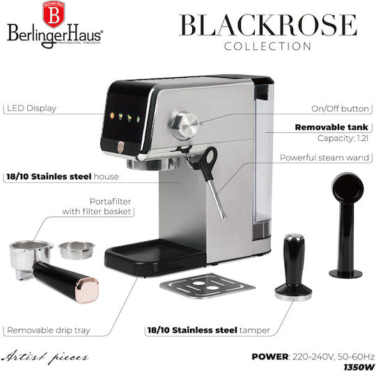 Berlinger Haus Automatic Espresso Machine 1350W Pressure 20bar Silver BH-9622