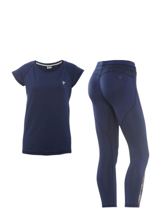 Freddy Wr.up Set Women's Capri Training Leggings Navy Blue