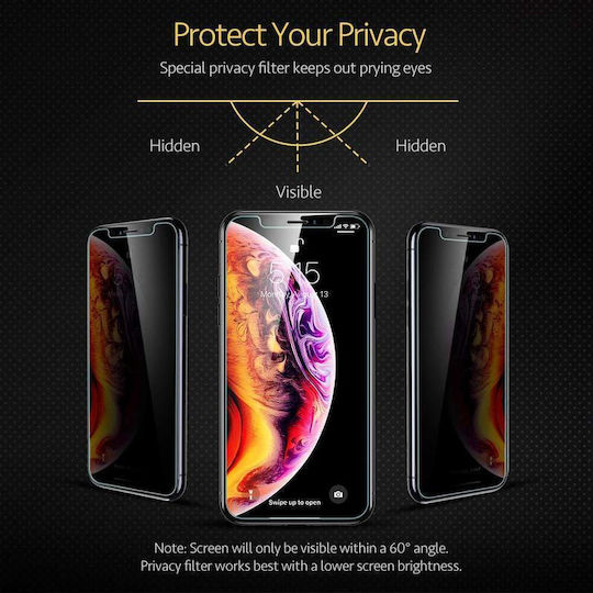 Privacy Tempered Glass Screen Protector 9H Full Cover for Xiaomi Redmi A3 4G Black Edges