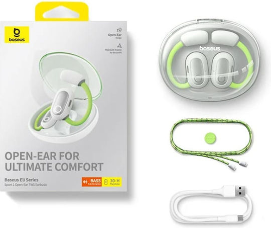 Baseus Eli Sport 1 PM20A Отворено ухо Bluetooth хендсфри Слушалки с Устойчивост на Пот и Кутийка за Зареждане Черен