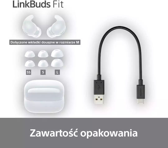 Sony LinkBuds Fit Bluetooth Handsfree Earphones with Sweat Resistance and Charging Case White