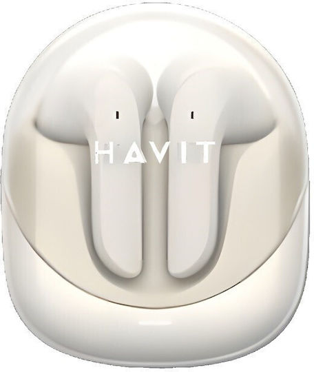 Havit TW974 Earbud Bluetooth хендсфри Слушалки с Устойчивост на Пот и Кутийка за Зареждане Бежов