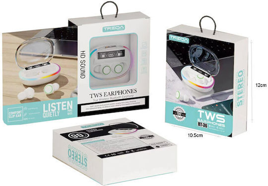 Treqa BT-36 In-ear Bluetooth Handsfree Ακουστικά με Αντοχή στον Ιδρώτα και Θήκη Φόρτισης Μαύρα