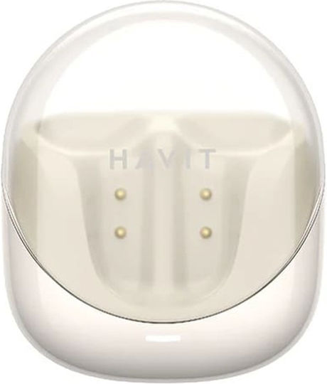 Havit TW974 Earbud Bluetooth хендсфри Слушалки с Устойчивост на Пот и Кутийка за Зареждане Бежов