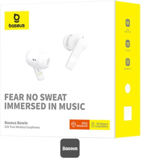 Baseus E20 In-ear Bluetooth Handsfree Earphones with Sweat Resistance and Charging Case White