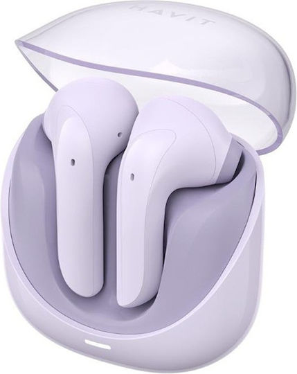Havit TW974 Earbud Bluetooth Handsfree Ακουστικά με Αντοχή στον Ιδρώτα και Θήκη Φόρτισης Μωβ