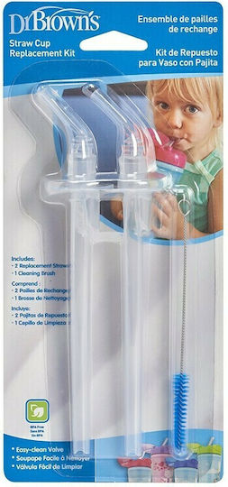 Dr. Brown's Silicone Baby Replacement Straw for 12+ months 2pcs Transparent