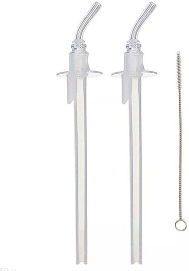 Dr. Brown's Silicone Baby Replacement Straw for 12+ months 2pcs Transparent