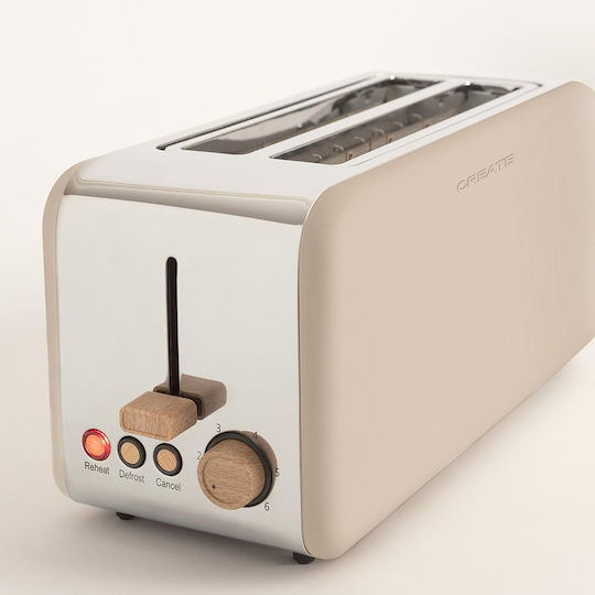 Create Retro XL Φρυγανιέρα 2 Θέσεων 1500W Μπεζ