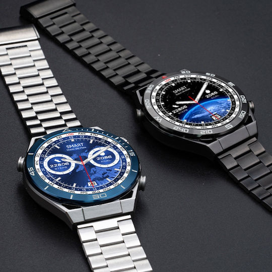 NO.1 ULTRA Mate Smartwatch με Παλμογράφο (Ασημί Κάσα / Ασημί Λουρί Μεταλλικό)