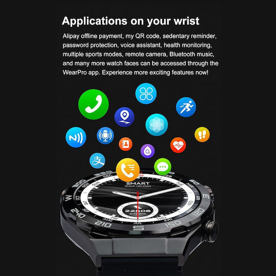 NO.1 ULTRA Mate Smartwatch με Παλμογράφο (Ασημί Κάσα / Ασημί Λουρί Μεταλλικό)