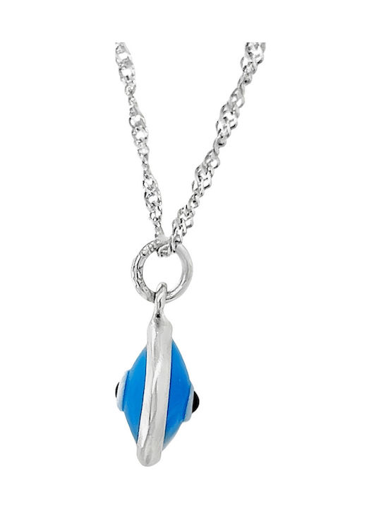 Evil Eye Motif White Gold K14 Murano Mt10355