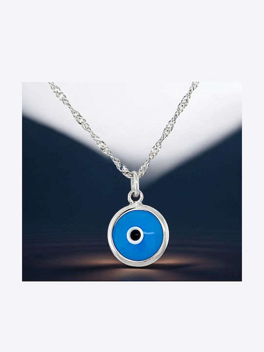 Evil Eye Motif White Gold K14 Murano Mt10355