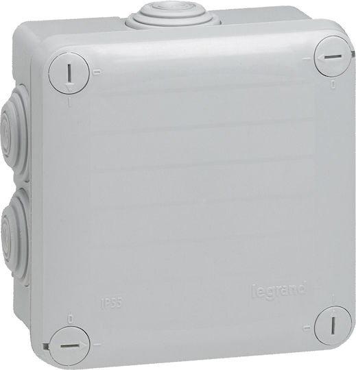 Legrand Plexo Electrical Junction Box Outdoor Placement Branching IP55 Wall-Mounted Square 105x105x55mm In Gray Color