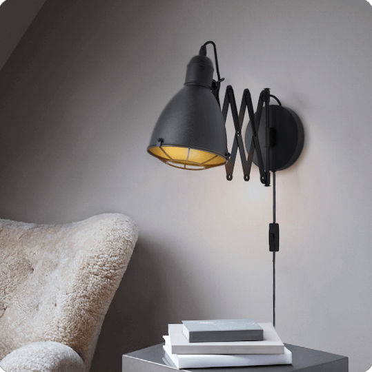 Eglo Treburley Industrial Wall Lamp With Socket E27 Bulb Base And Switch Black 20x20x20cm
