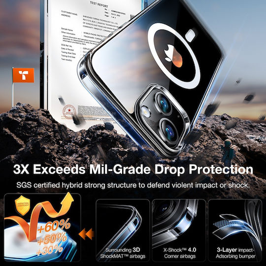 Torras Diamond Clear-mag Back Cover Tempered Glass 1.016mm Magnetic Transparent (iPhone 15)
