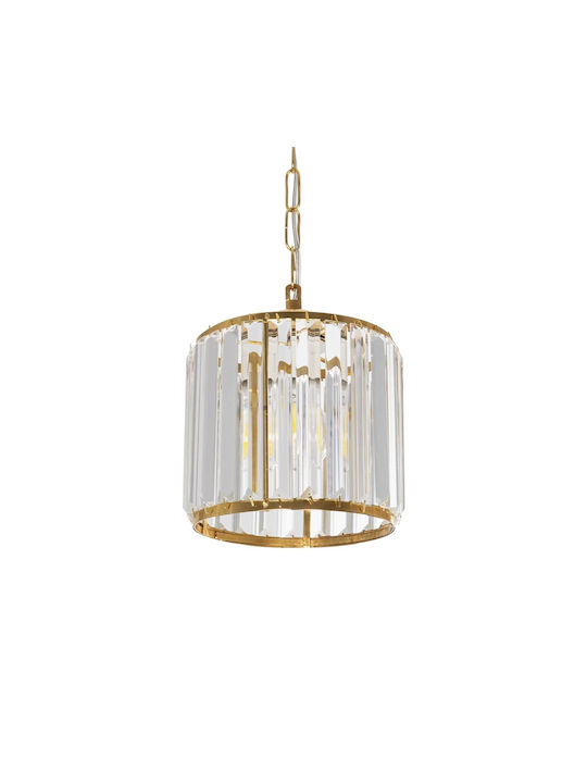 GloboStar Glamorous Hängelampe Gold mit Kristallen für Fassung E27 20x20x45cm.