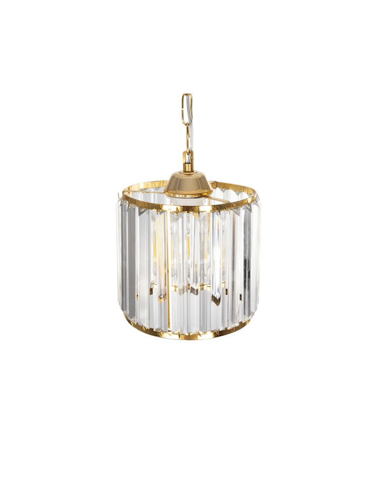 GloboStar Glamorous Hängelampe Gold mit Kristallen für Fassung E27 20x20x45cm.
