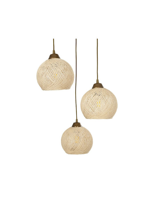 GloboStar Yasam Pendant Light Beige Boho with Rope for Socket E27 35x35x80cm