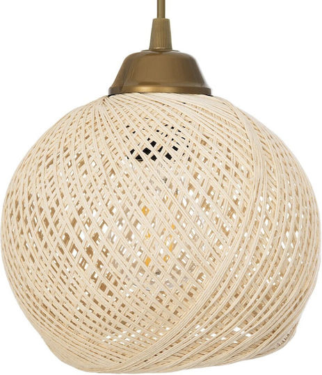 GloboStar Yasam Hängelampe Beige Boho mit Seil für Fassung E27 35x35x80cm.