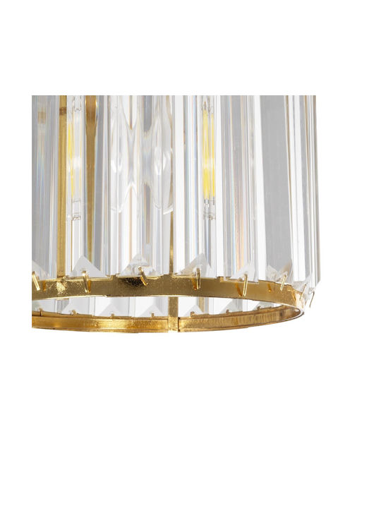 GloboStar Glamorous Hängelampe Gold mit Kristallen für Fassung E27 20x20x45cm.