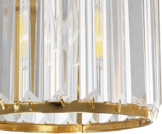 GloboStar Glamorous Pendant Light Gold with Crystals for Socket E27 20x20x45cm