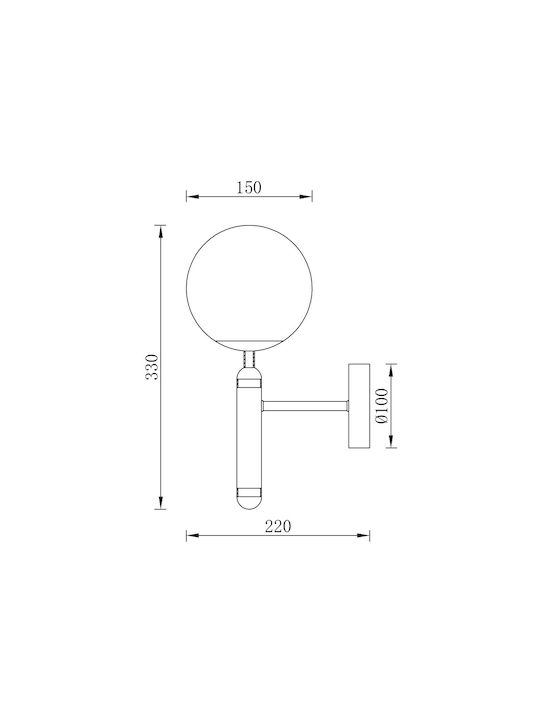 Braytron Lamp Wall with Socket G9 Gold