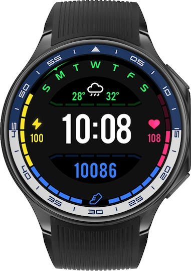 NO.1 Smartwatch mit Pulsmesser (Black Case / Black Silicone Strap)