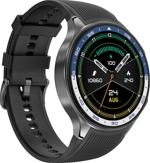 NO.1 Smartwatch mit Pulsmesser (Black Case / Black Silicone Strap)