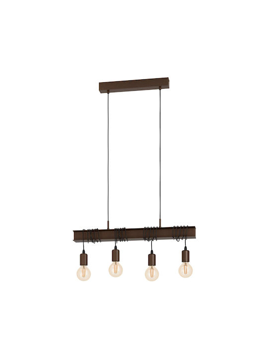 Eglo Townshend Pendant Light Brown Rail for 4 Bulbs E27 70x110cm