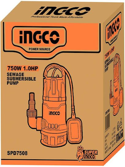 Ingco Μονοφασική Αντλία Ακαθάρτων / Λυμάτων 1hp SPD7508