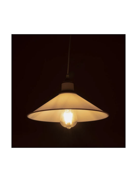 GloboStar Ferro Pendant Light White Bell with Socket E27 30x30x90cm