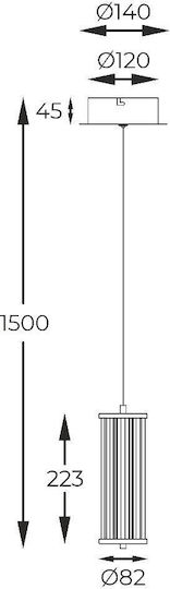 Elmark Κρεμαστό Φωτιστικό Χρυσό LED 14x150x150εκ.
