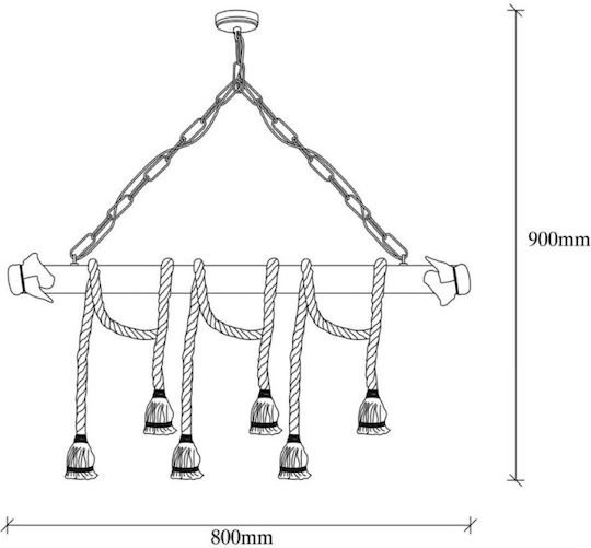 Opviq Erebos Pendant Light Rail for 6 Bulbs E27 80x8x90cm