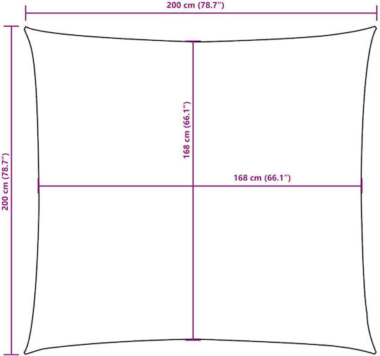 vidaXL Square Shade Sail Brown With Hoop & with PU Coating 2x2m