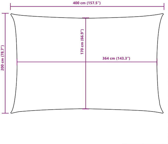 vidaXL Rectangular Shade Sail Brown With Hoop & with PU Coating 2x4m