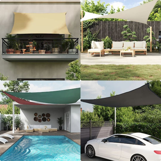 vidaXL Rectangular Shade Sail Brown With Hoop & with PU Coating 2x4m