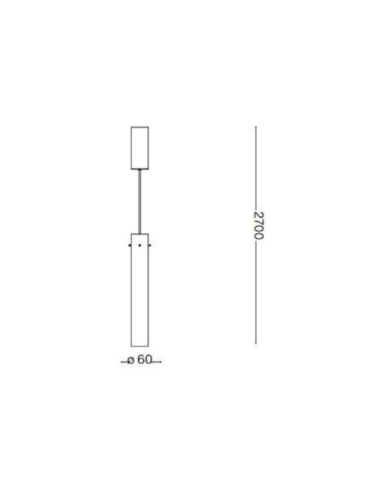 Ideal Lux Flam Pendant Light Pink 6x6x270cm