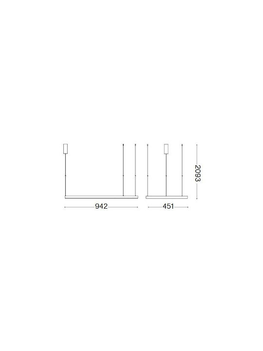 Ideal Lux Κρεμαστό Φωτιστικό Λευκό LED 94.2x45.1x209.3εκ.